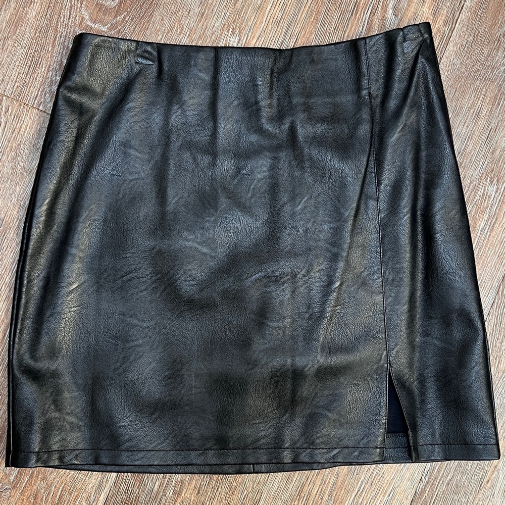 Topshop Black Faux Leather Mini Skirt